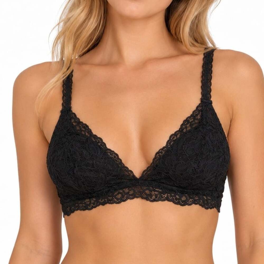 Xhilaration Black Lace Triangle Bralette with Adjustable T-Back Straps
